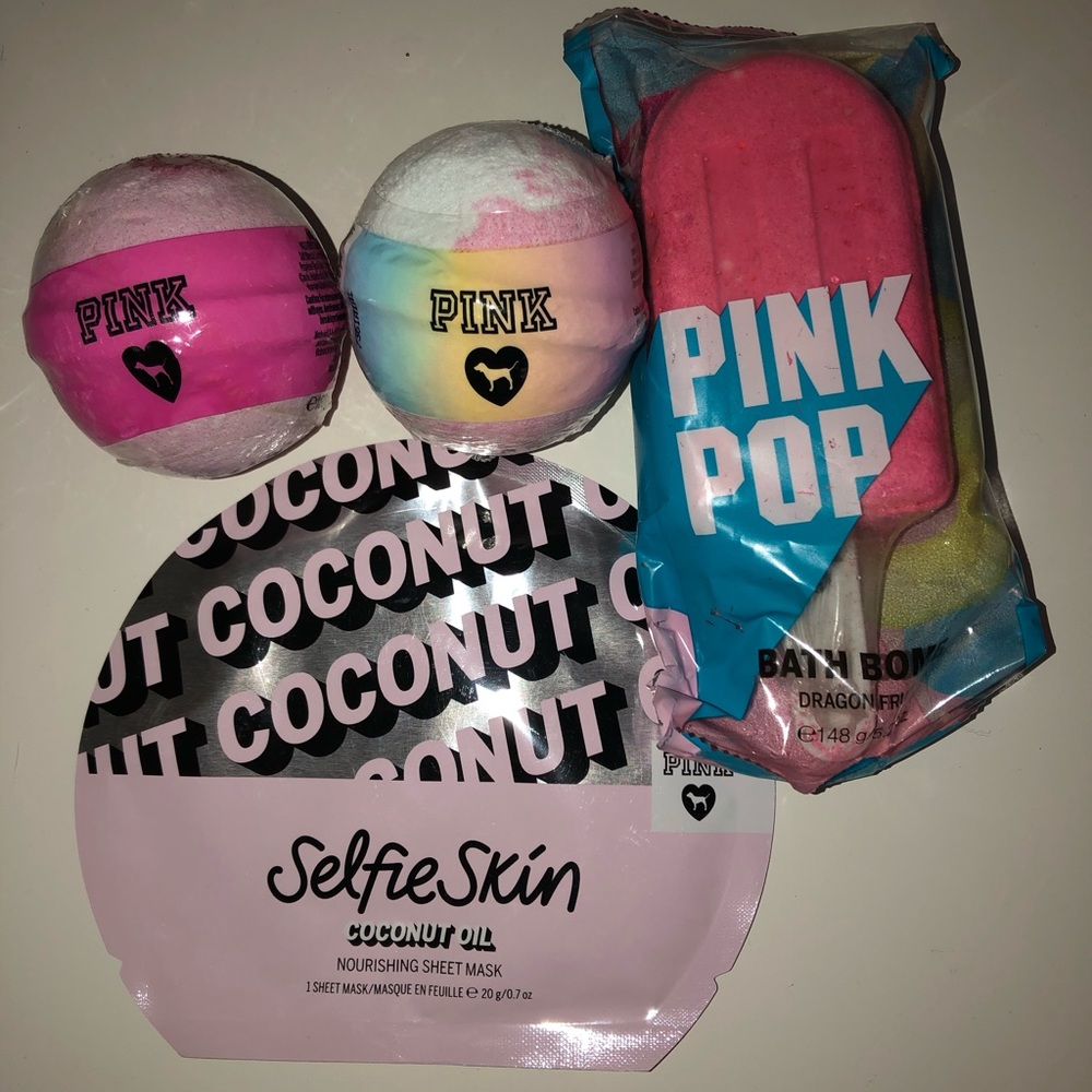PINK- face mask and bath bombs set